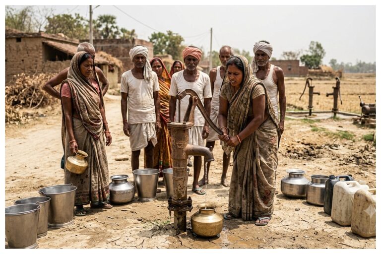 जलस्तर गिरने से बेलवा गांव में गहराया पेयजल संकट, सूख गए चापाकल और मोटर पंप