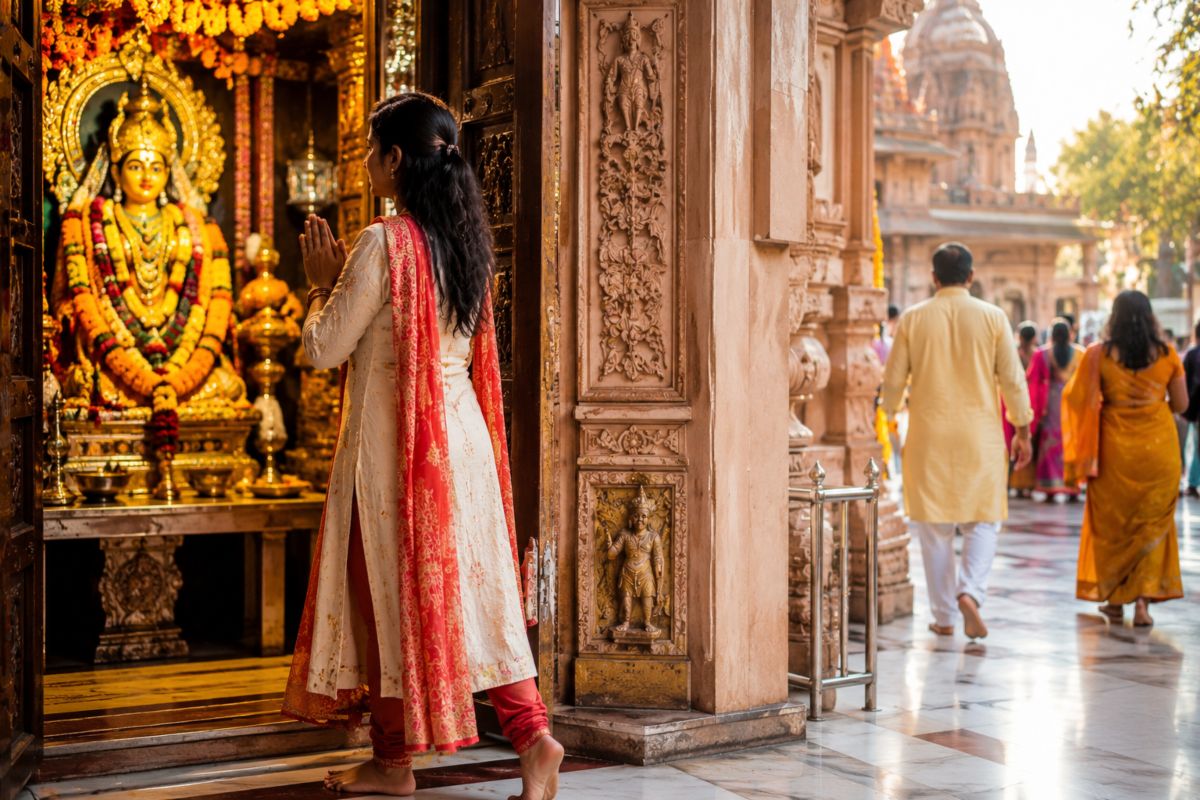 क्यों मंदिर से बाहर निकलते समय पीठ भगवान की तरफ नहीं की जाती है? जानिए इसके पीछे की मान्यता 1 Why Devotees Do Not Turn Their Back To God