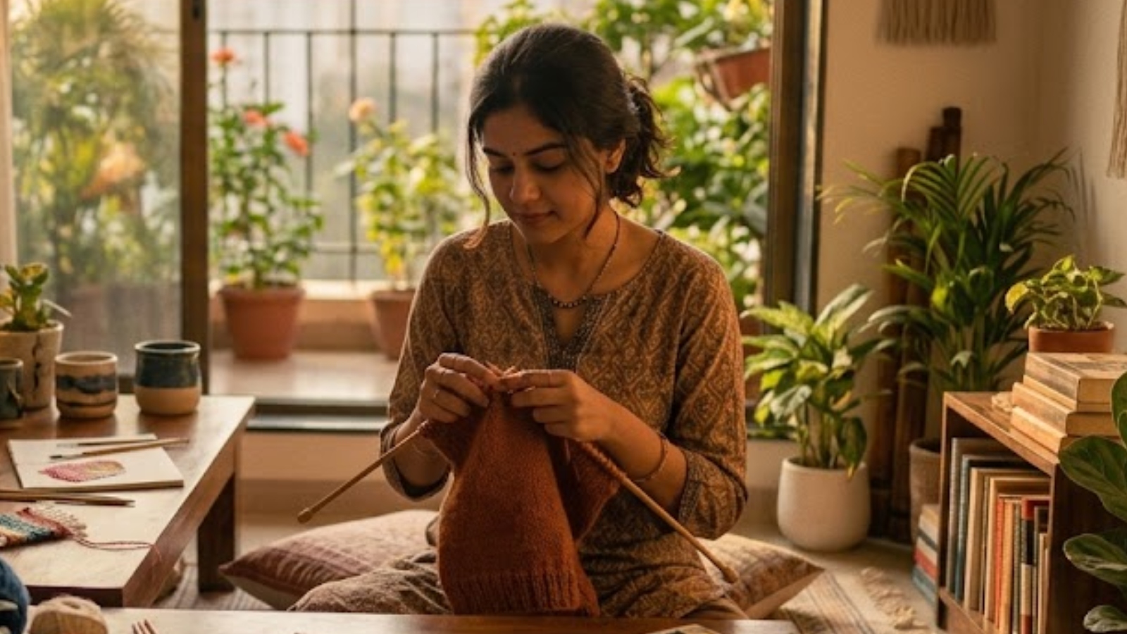 बुनाई करती हुई महिला, सांकेतिक फोटो