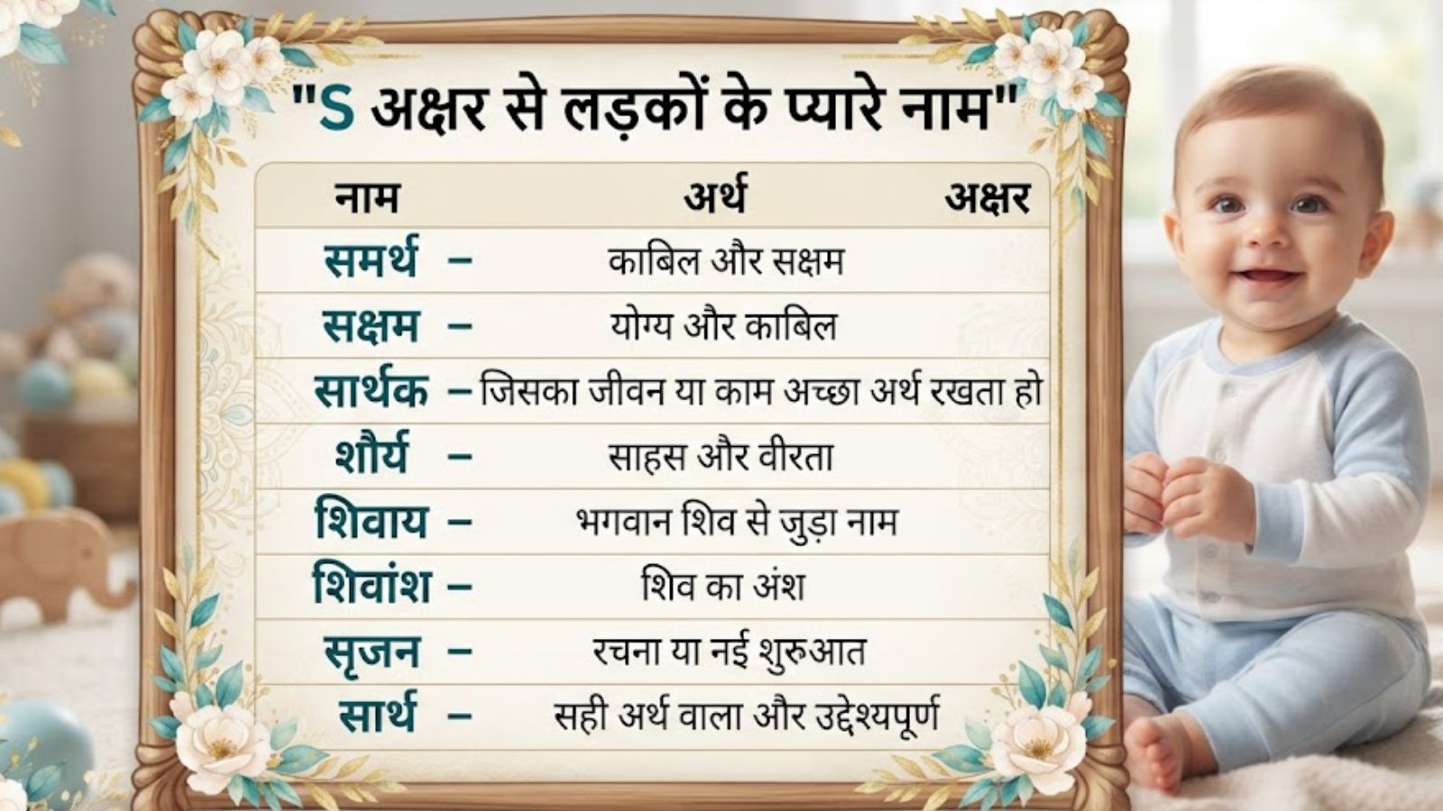 बेटे के लिए S अक्षर से शुरु होने वाले नाम , PC - Gemini