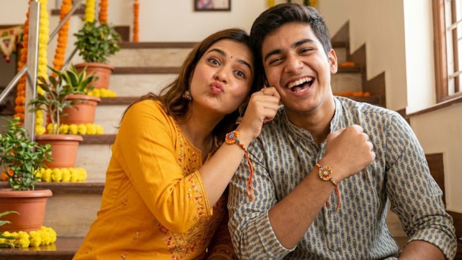 राखी के लिए मस्ती वाला पोज आइडिया, pc - AI