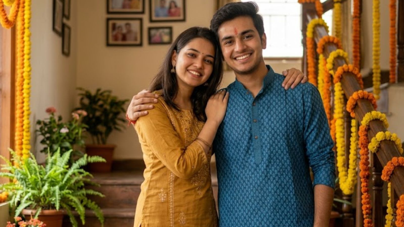 कंधे पर हाथ रख कर रक्षाबंधन में फोटो शूट आइडिया, PC - AI