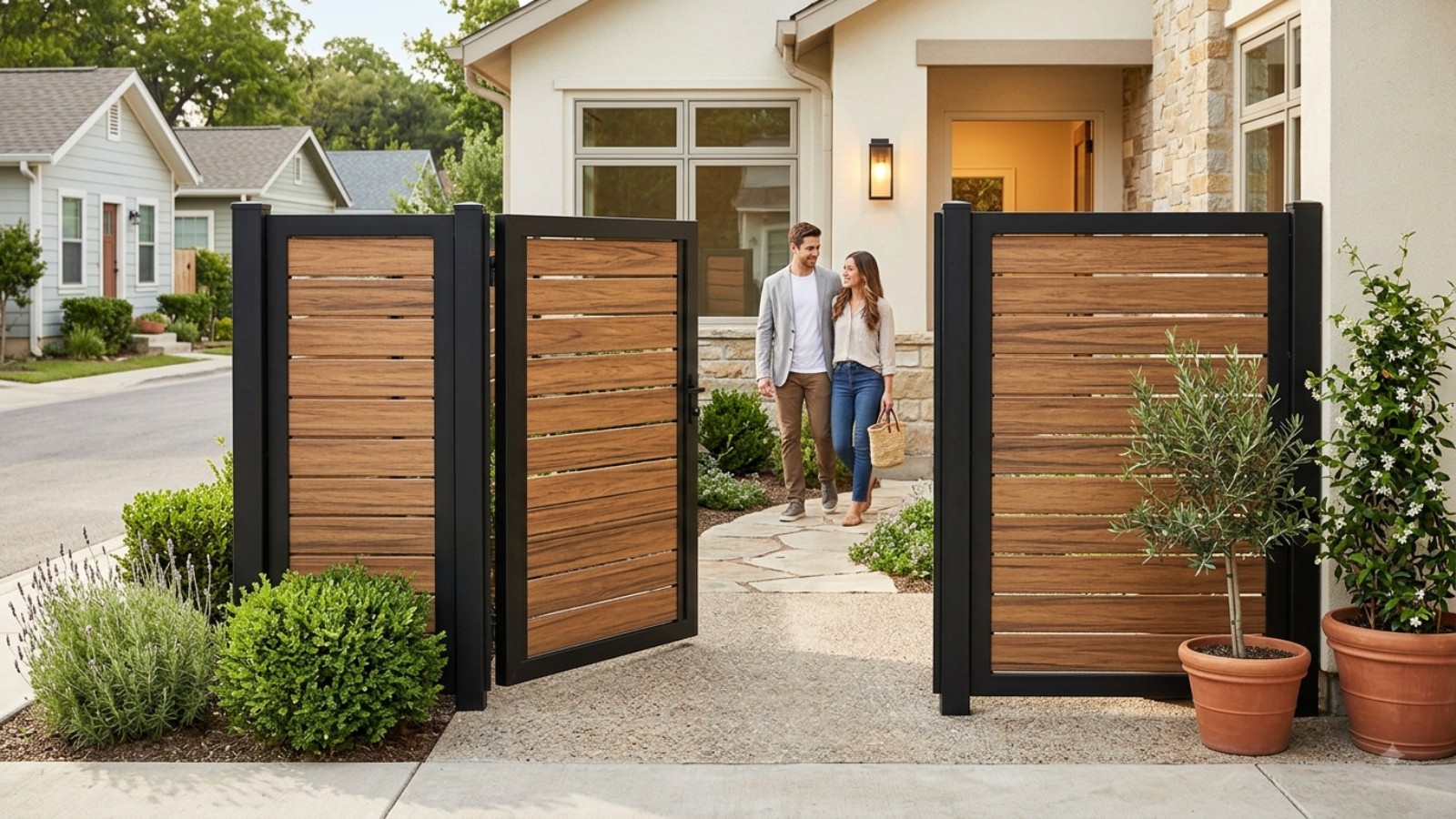 metal and wood combo gate