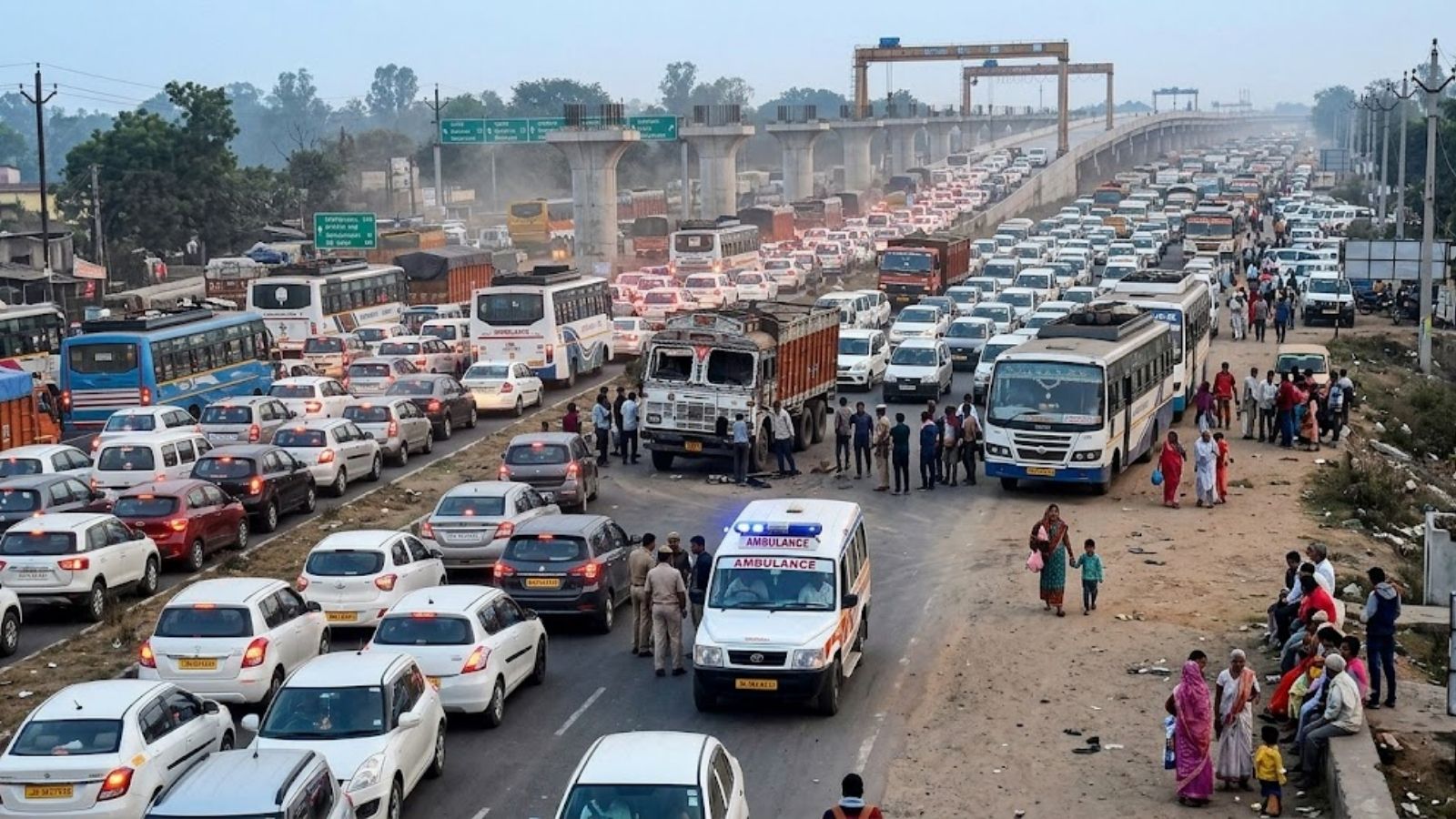 धनबाद में 16 KM तक गाड़ियों का सैलाब, 9 घंटे से GT रोड जाम; रातभर फंसे रहे हजारों यात्री