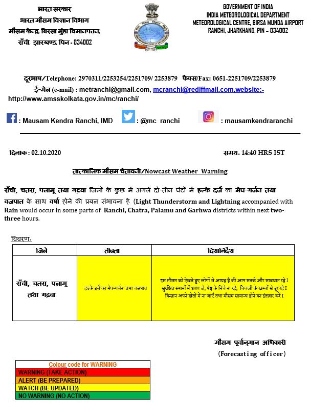 Weather Forecast : बंगाल की खाड़ी में कम दबाव का क्षेत्र, झारखंड में बारिश और वज्रपात का अलर्ट