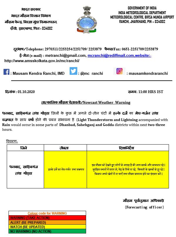 Weather Forecast Today Live Updates : झारखंड में बारिश,अब दिल्ली में ठंड की शुरूआत, जानें बिहार, यूपी सहित देश के अन्य राज्यों के मौसम का हाल