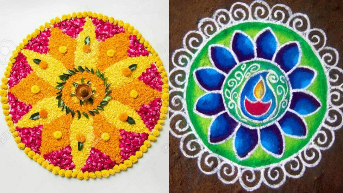 Rangoli Designs for Diwali 2020 Images, Photos, Pics : आसान रंगोली डिजाइन्स बनाएं आटे, हल्दी, कुमकुम व रंग-बिरंगे फूलों से
