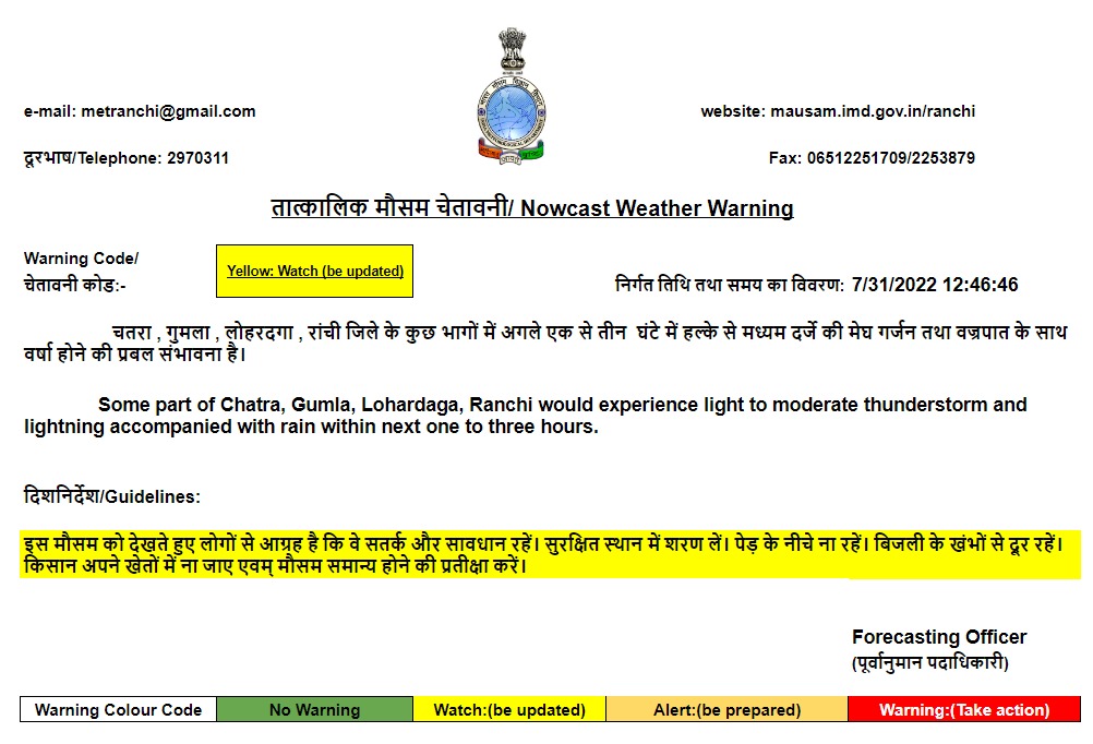 Weather Forecast Update: दिल्ली में होगी बारिश, जानें झारखंड-बिहार सहित अन्य राज्य का मौसम