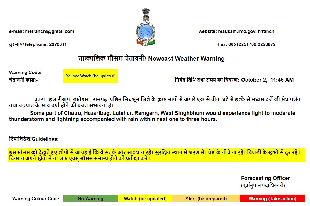 Weather Forecast Update: झारखंड में होगी बारिश, जानिए देश के अन्य राज्यों के मौसम का हाल