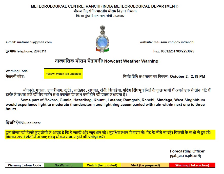 Weather Forecast Update: झारखंड में होगी बारिश, जानिए देश के अन्य राज्यों के मौसम का हाल
